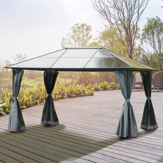 Outsunny Hardtop Gazebo Canopy with Polycarbonate Roof in Grey, image 2