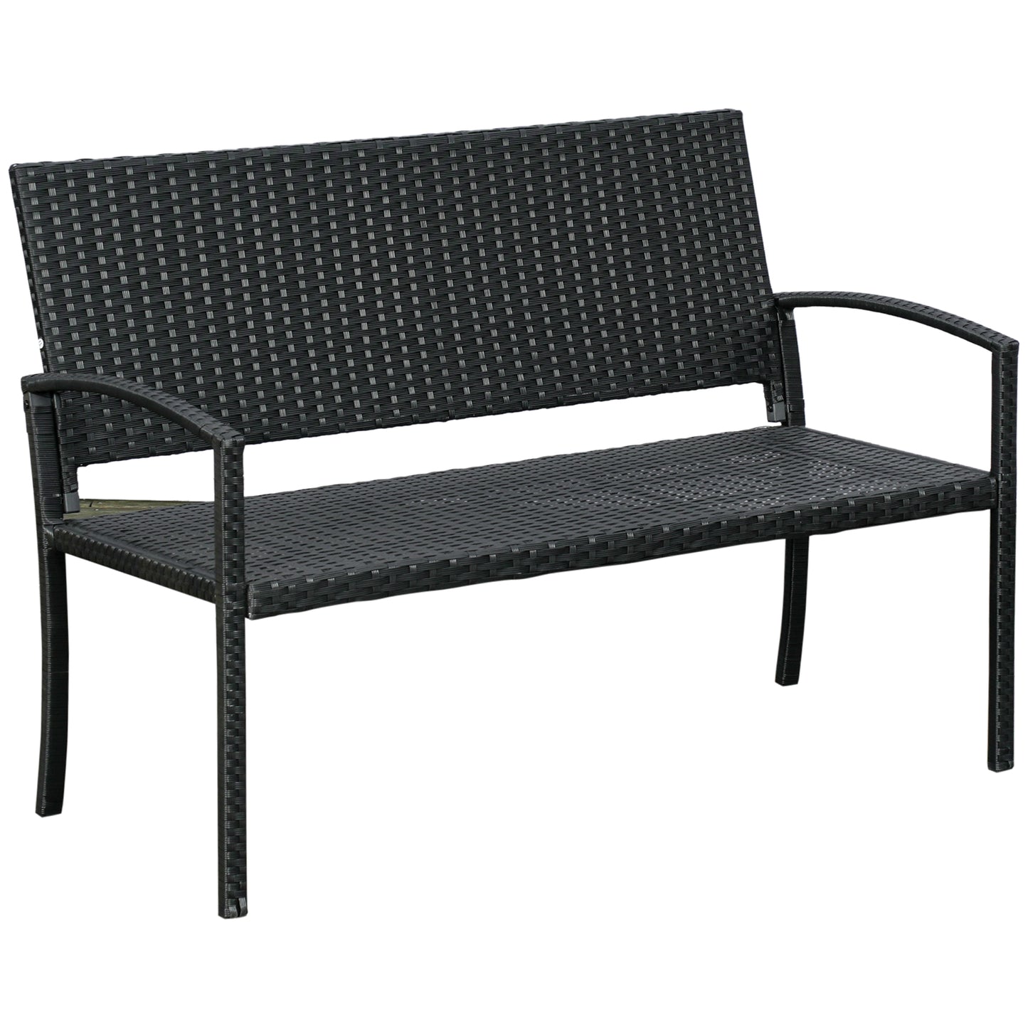 Outsunny Patio Rattan 2-osobowa ławka ogrodowa z wikliny pleciona kanapa z fotelem ogrodowym krzesło ogrodowe w kolorze czarnym