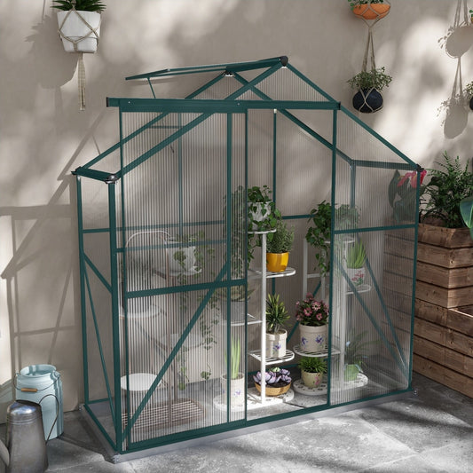 Outsunny Polycarbonate Greenhouse Walk-In Green House with Rain Gutter, image 2