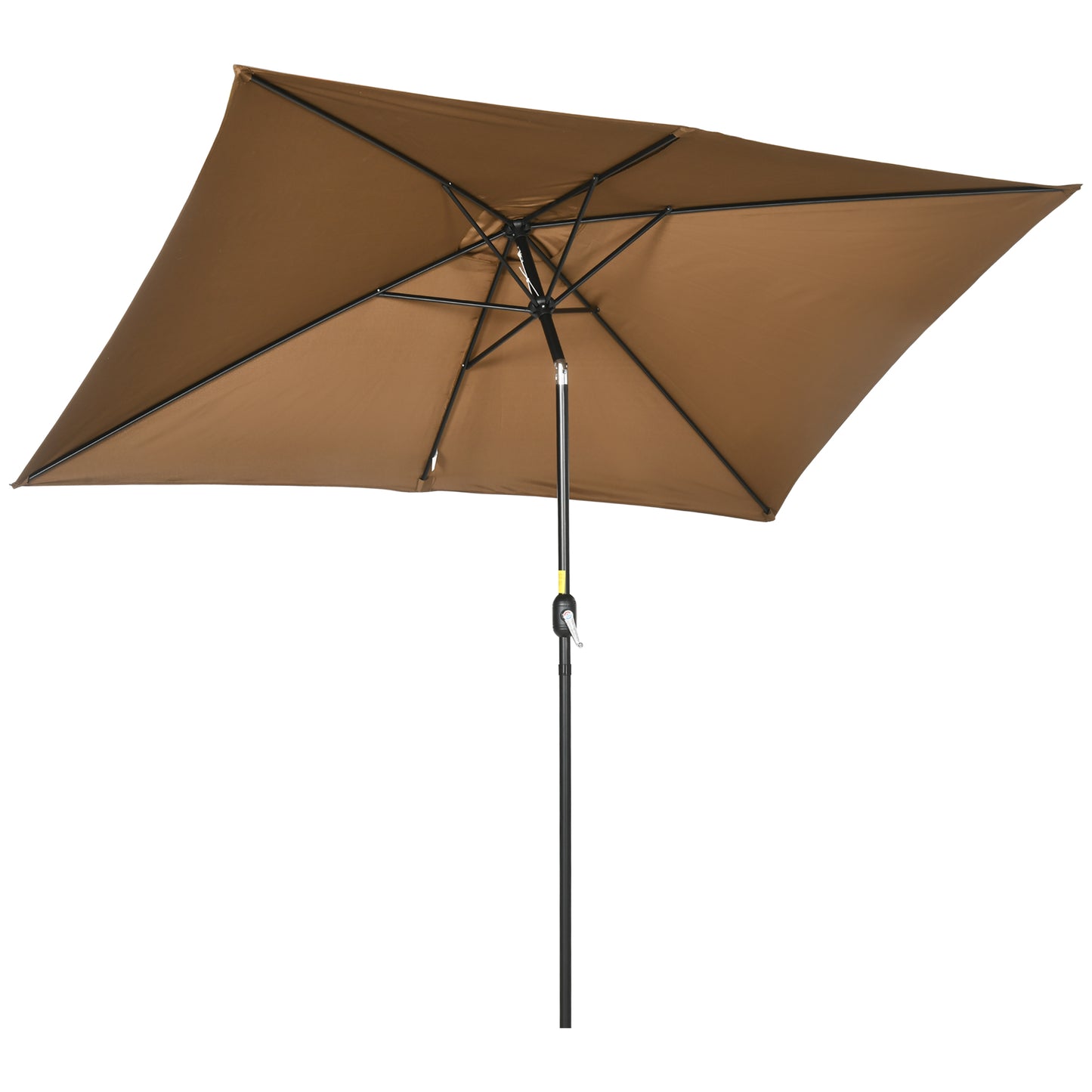 Outsunny 3x2m Parasol ogrodowy, zewnętrzny, z baldachimem przeciwsłonecznym i korbą, aluminiowa rama, prostokątna, brązowa