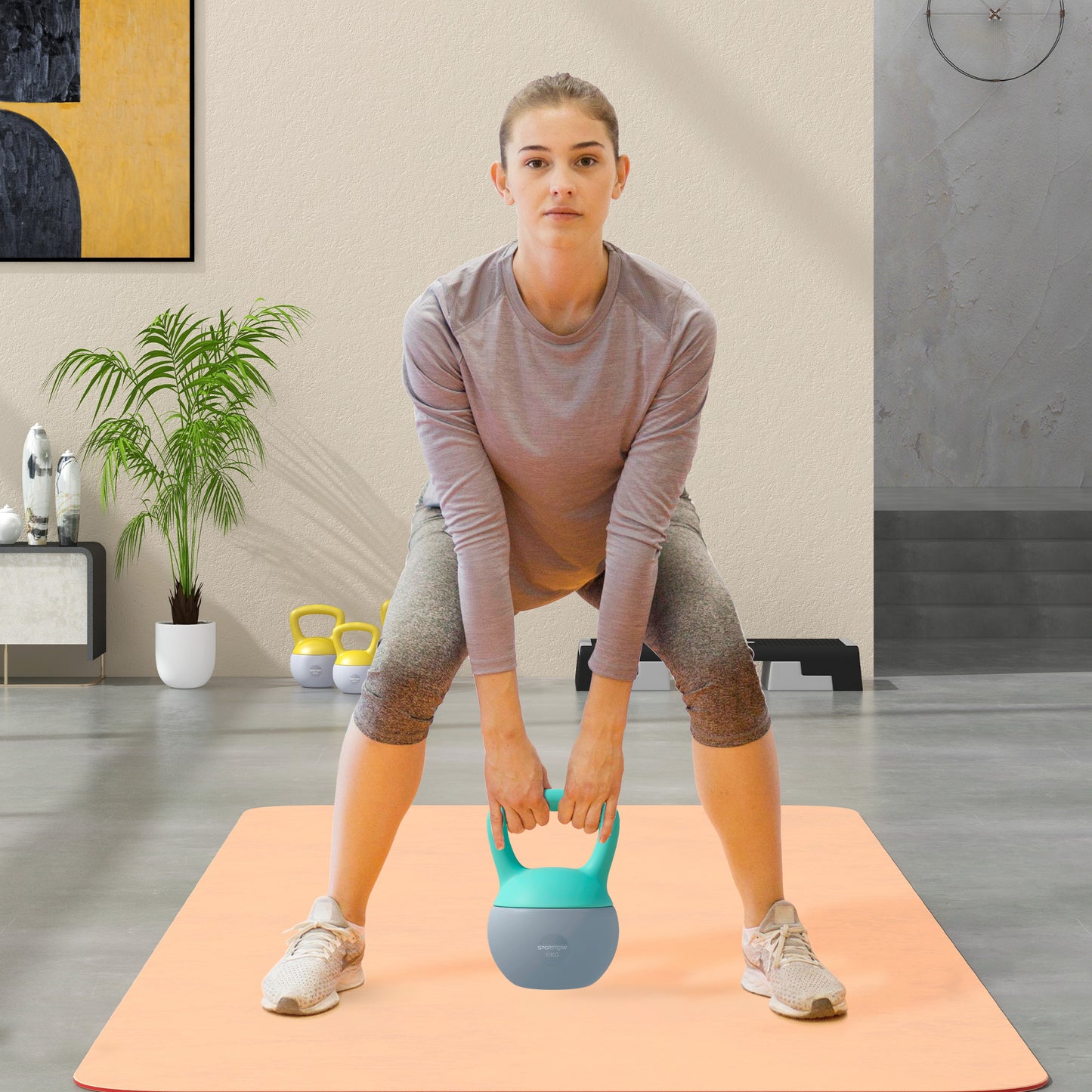 SPORTNOW 6KG Soft Kettlebell, Kettlebell with Non-Slip Handle for Home Gym, Weight Lifting, Strength Training, Green/Grey