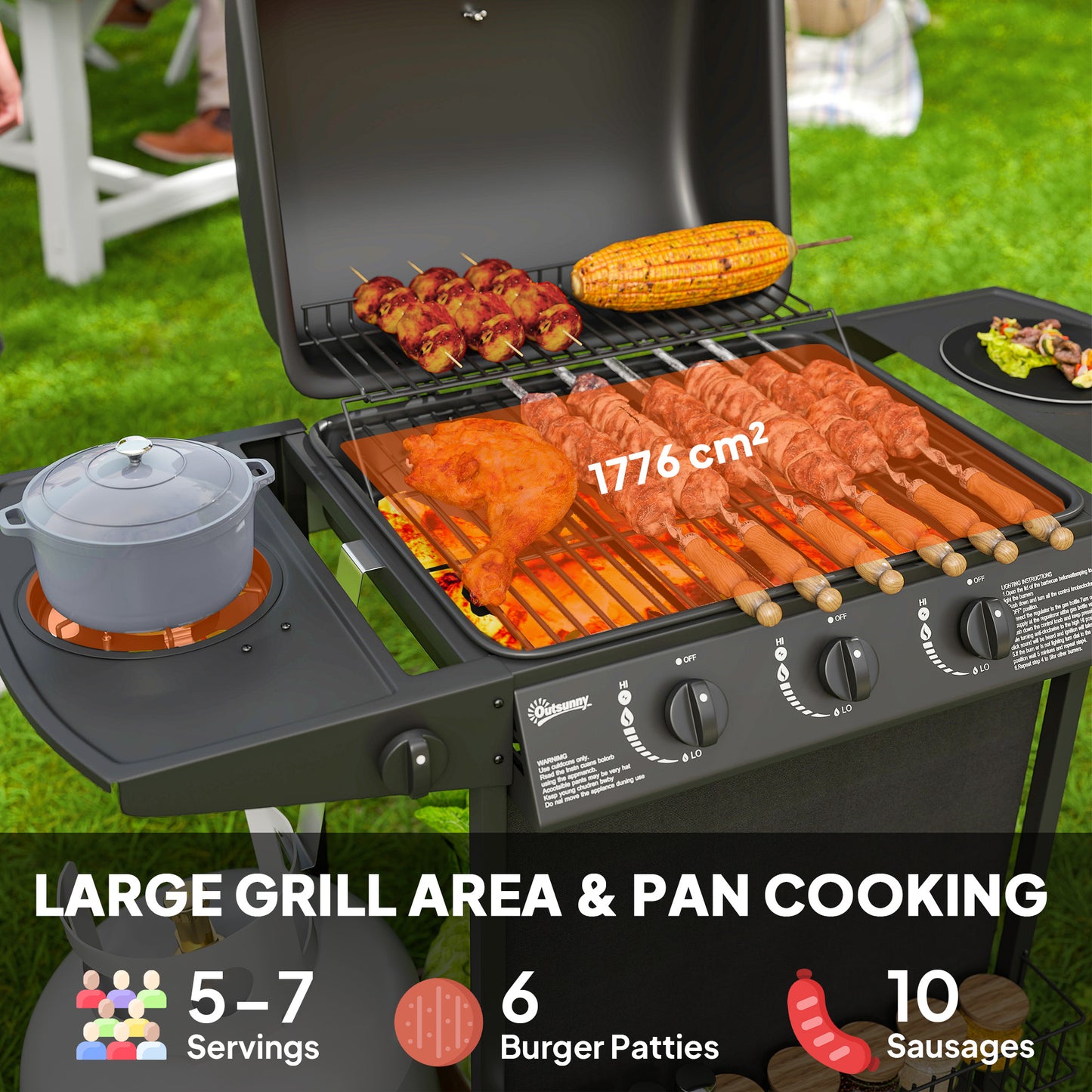 Grill gazowy Outsunny Four Burner BBQ – czarny