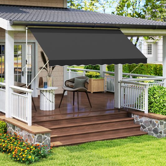 Outsunny Adjustable Outdoor Aluminium Frame Awning Black, image 2