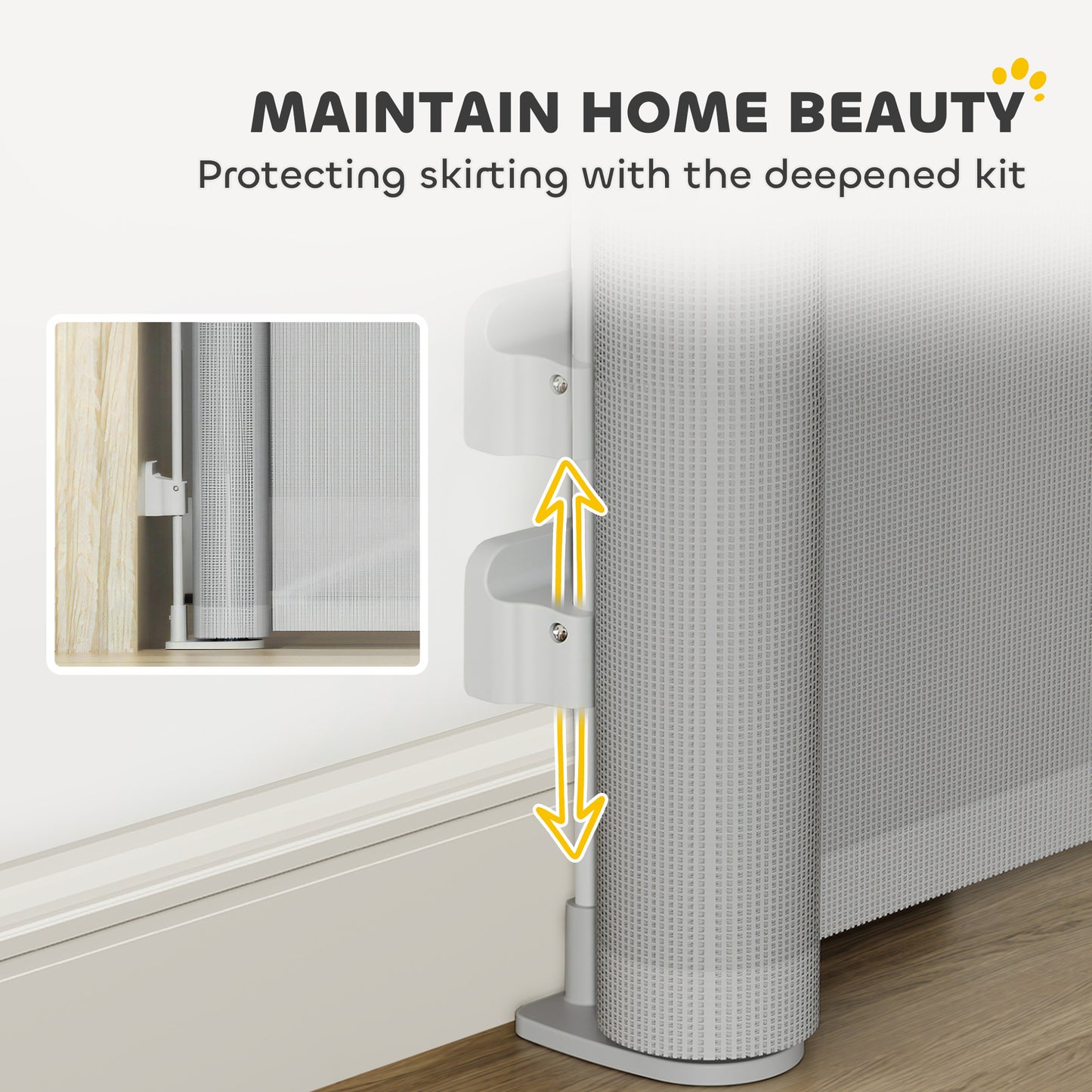 PawHut Retractable Stair Gate Extends Up to 180 cm Wide, Dog Gate for Doorways, Stairways, Hallways, Grey