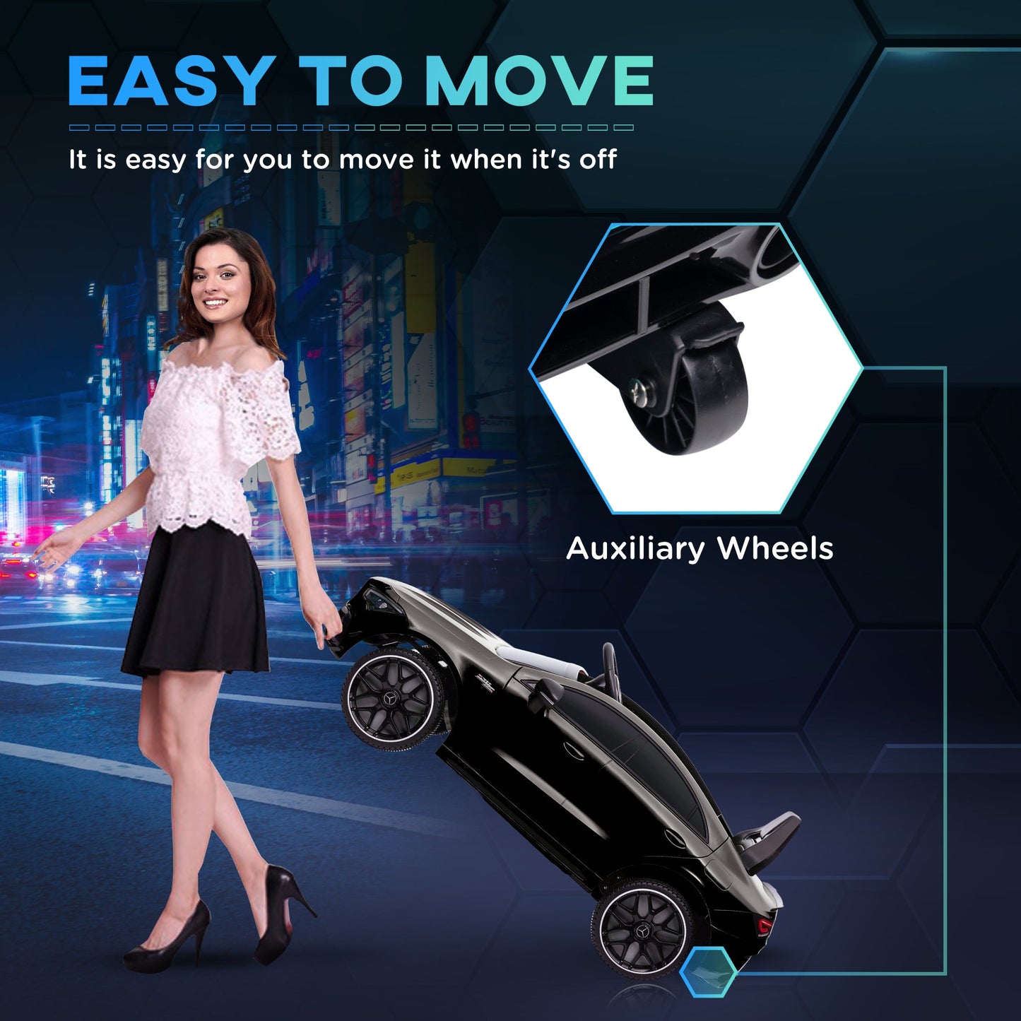 AIYAPLAY Mercedes-Benz AMG CLA 45 Licensed 12V Kids Electric Car Ride on Car w/ Remote, Suspension Lights Music Horn - Black