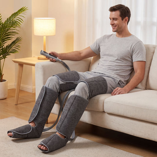HOMCOM Leg Massager with Heat, Compression, 3 Auto Modes & 3 Intensities, Foot and Calf Massage Machine