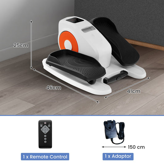 Under Desk Elliptical Machine with Display Screen and Remote Control-White