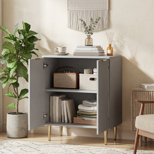 HOMCOM Sideboard Buffet Cabinet, Modern Kitchen Storage Cabinet with Adjustable Shelf and Metal Legs, Grey
