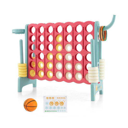 Upgraded 4-to-Score Game Set with Basketball Hoop and Toss Ring for Kids and Adults-Navy