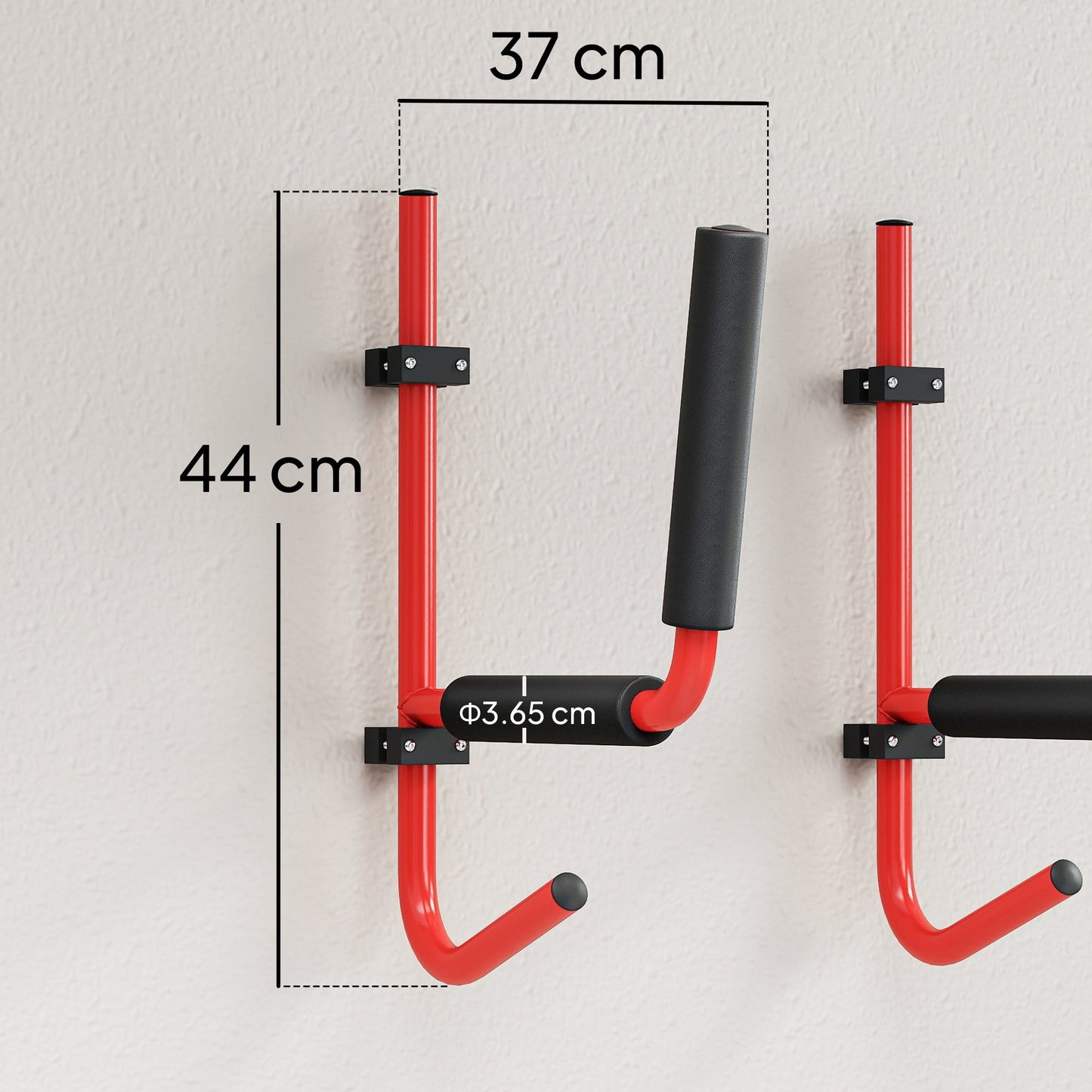 HOMCOM Kayak Canoe Heavy Duty Uchwyt ścienny do przechowywania Heavy Duty Wieszaki do przechowywania czerwony