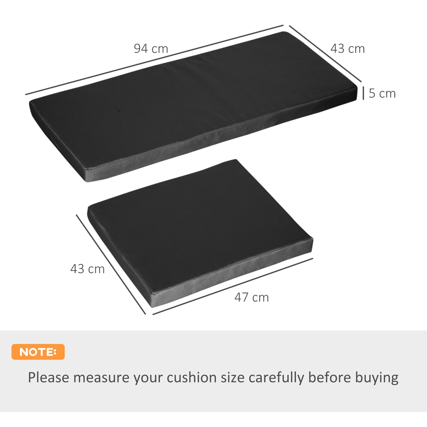 Poduszki na meble ogrodowe Outsunny Outdoor Seat Pads do mebli rattanowych, 3 szt., czarne
