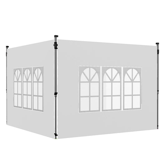 ألواح جانبية من Outsunny Gazebo، استبدال الجوانب بنافذة لشرفة مراقبة منبثقة مقاس 3x3(م) أو 3x4m، عبوتان، أبيض