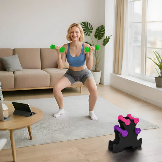 SPORTNOW 2 x 1kg, 2 x 2kg, 2 x 3kg Dumbbells Set with Dumbbell Rack, Hand Weights for Home Gym Training