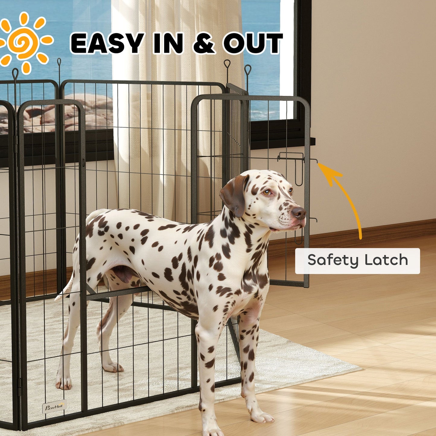 PawHut 6 Panels Dog Playpen, przenośny, odłączany kojec dla szczeniąt z drzwiczkami, dla dużych psów, 100 cm wysokości, czarny