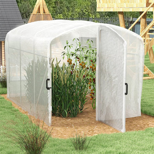 Outsunny Polytunnel Greenhouse Walk-in Grow House in White, image 2