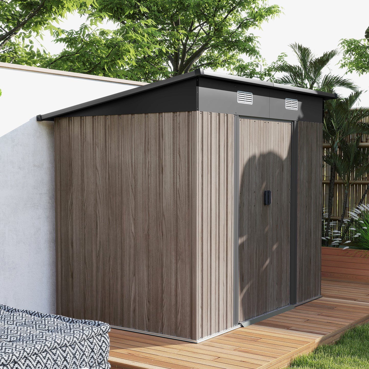 Outsunny Outdoor Garden Storage Shed - Szary wzór drewna