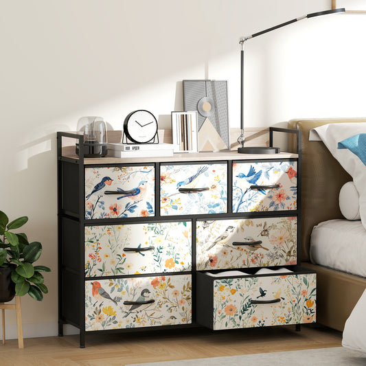 HOMCOM 7-Drawer Chest of Drawers - White