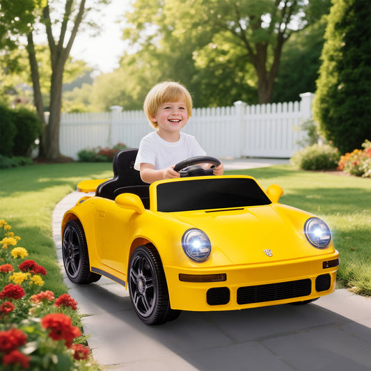 AIYAPLAY Licensed RUF CTR 2017 Electric Car for Kids, with Remote Control, Soft Start, MP3 Player, LED Lights, Yellow