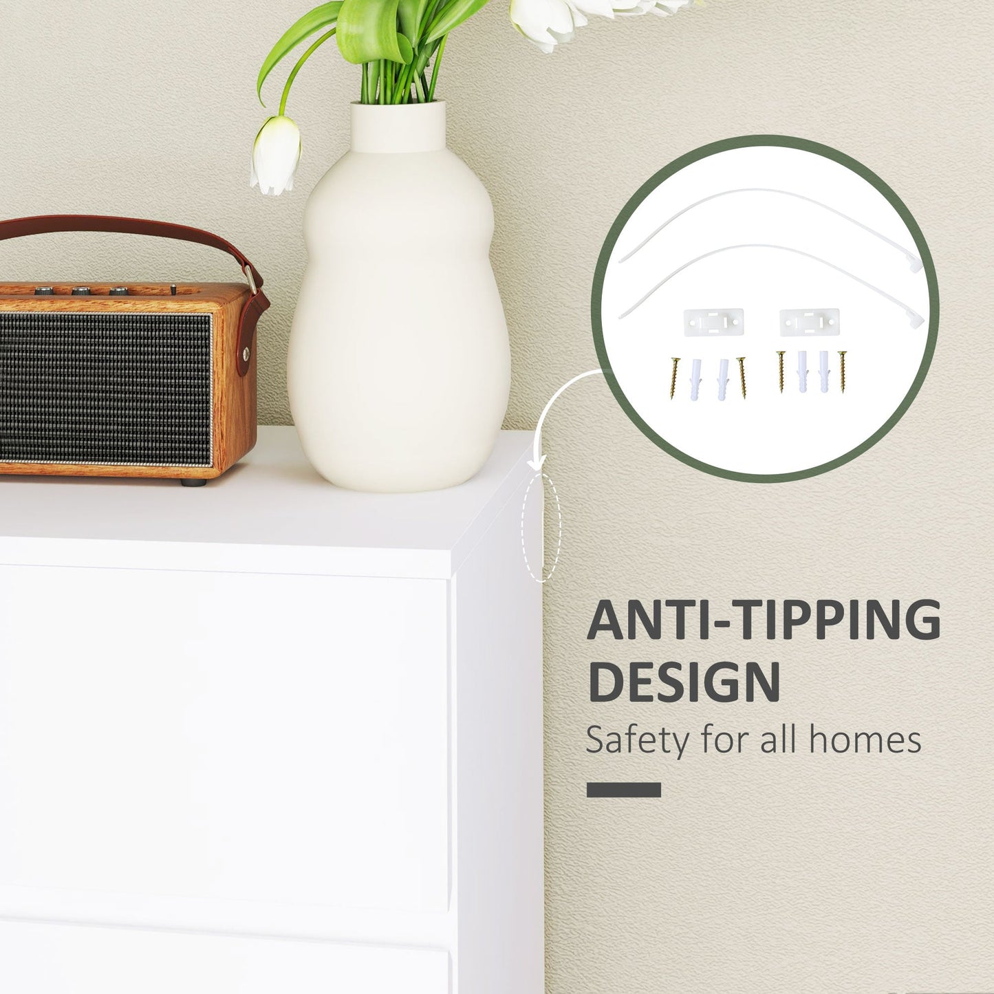 خزانة أدراج HOMCOM، خزائن تخزين بأربعة أدراج، خزانة ملابس حديثة، وحدة أدراج تخزين لغرفة النوم