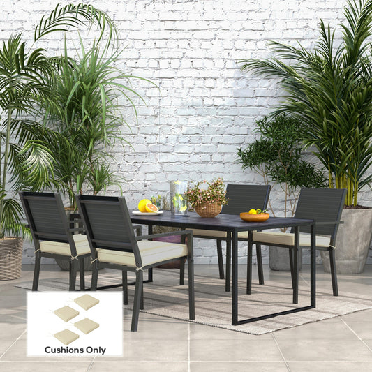 Outsunny 4-Piece Seat Cushions Pillow Replacement, Patio Chair Cushions Set with Ties for Indoor Outdoor, Beige