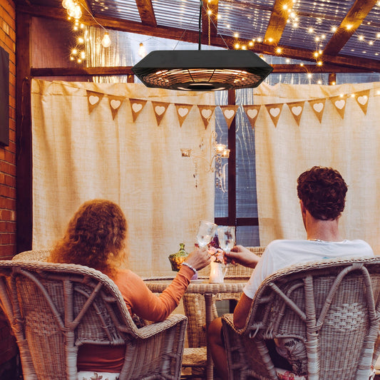 Outsunny 2000W Electric Hanging Patio Heater Ceiling Mounted Halogen Heating in Black, image 2
