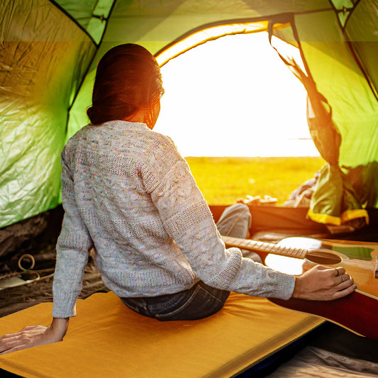 وسادة نوم فردية قابلة للنفخ من Outsunny، ذاتية النفخ، كاكي