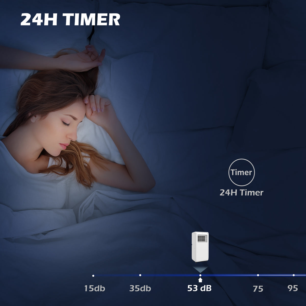 HOMCOM 7,000 BTU Mobile Air Conditioner for Room up to 26m², with Dehumidifier, 24H Timer, Wheels, Window Mount Kit