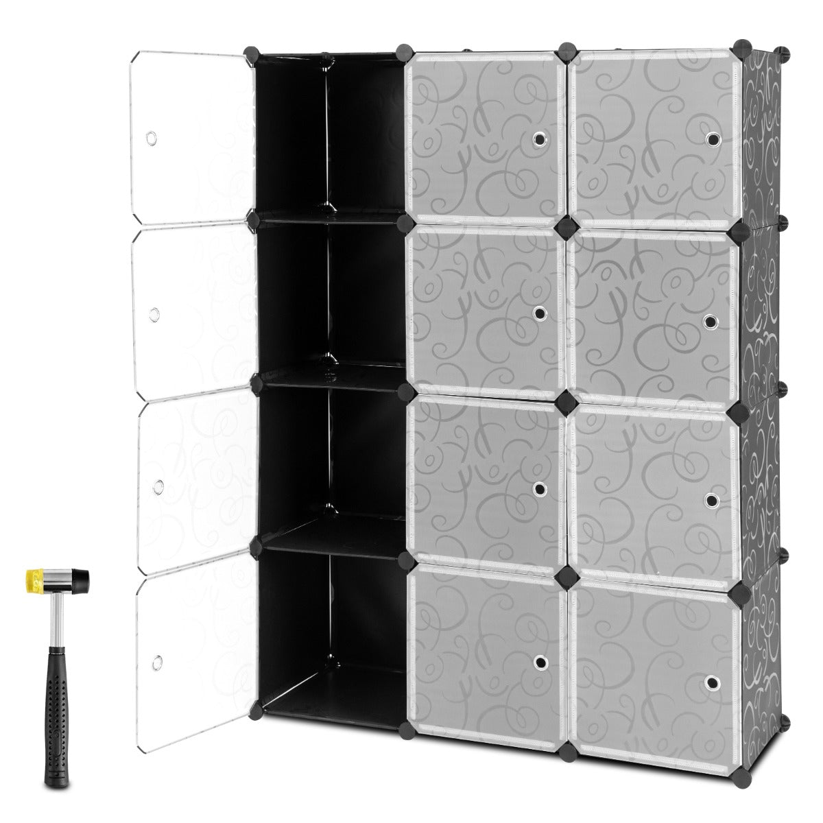 12-Cube Modular Storage Cabinet with Doors for Bedroom & Living Room