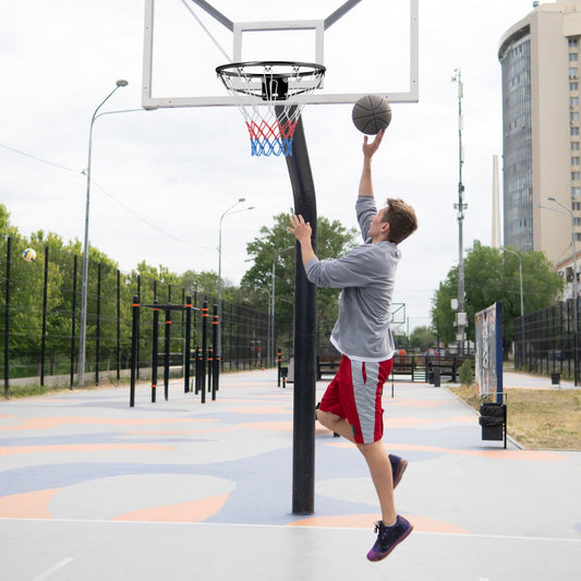 Wall Mounted Basketball Hoop with Double Spring and All Weather Net