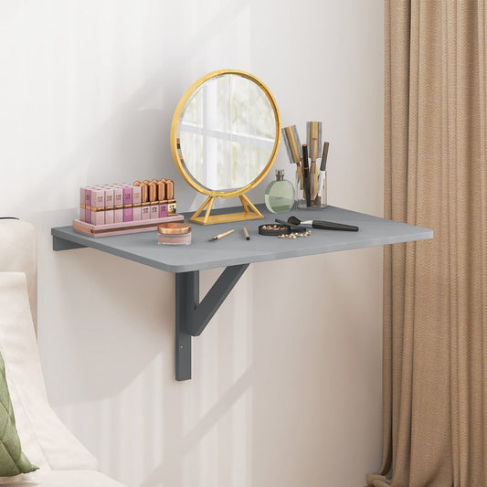 80 x 60 cm Wall Mounted Folding Table Drop-Leaf Floating Writing Desk-Grey