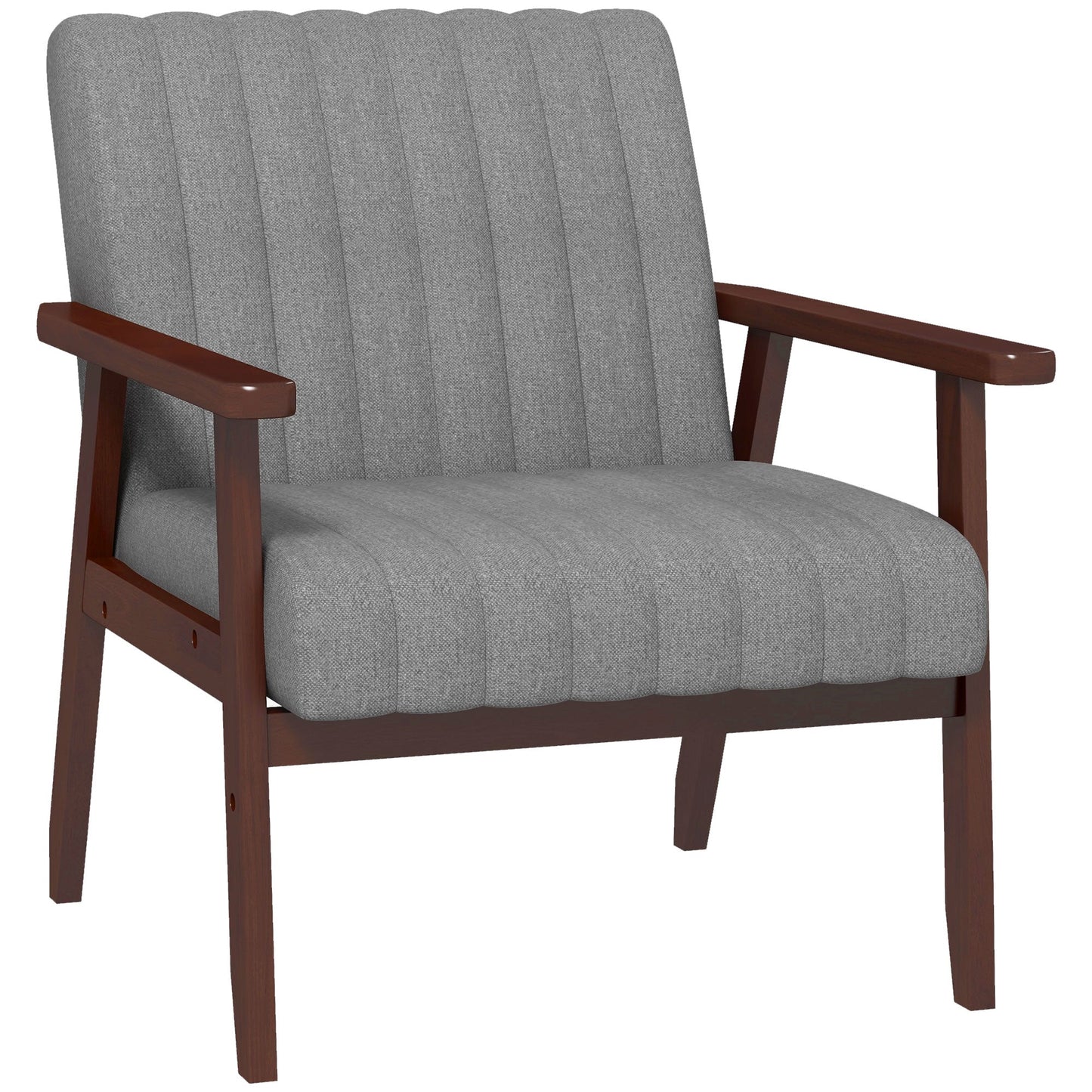 Fotel akcentowy HOMCOM Mid Century z drewnianymi nogami - szary