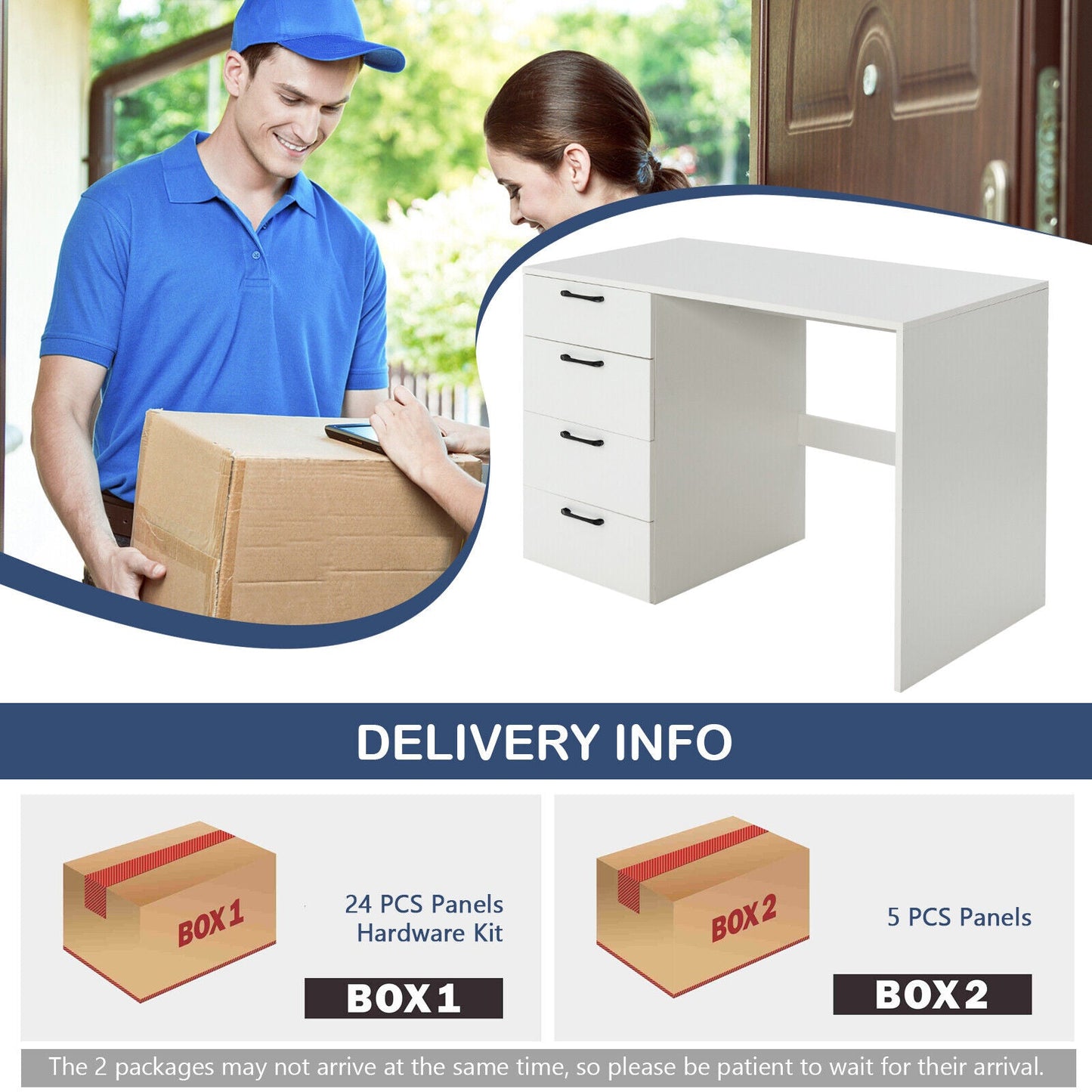 Home Office Writing Desk with File Storage Cabinet