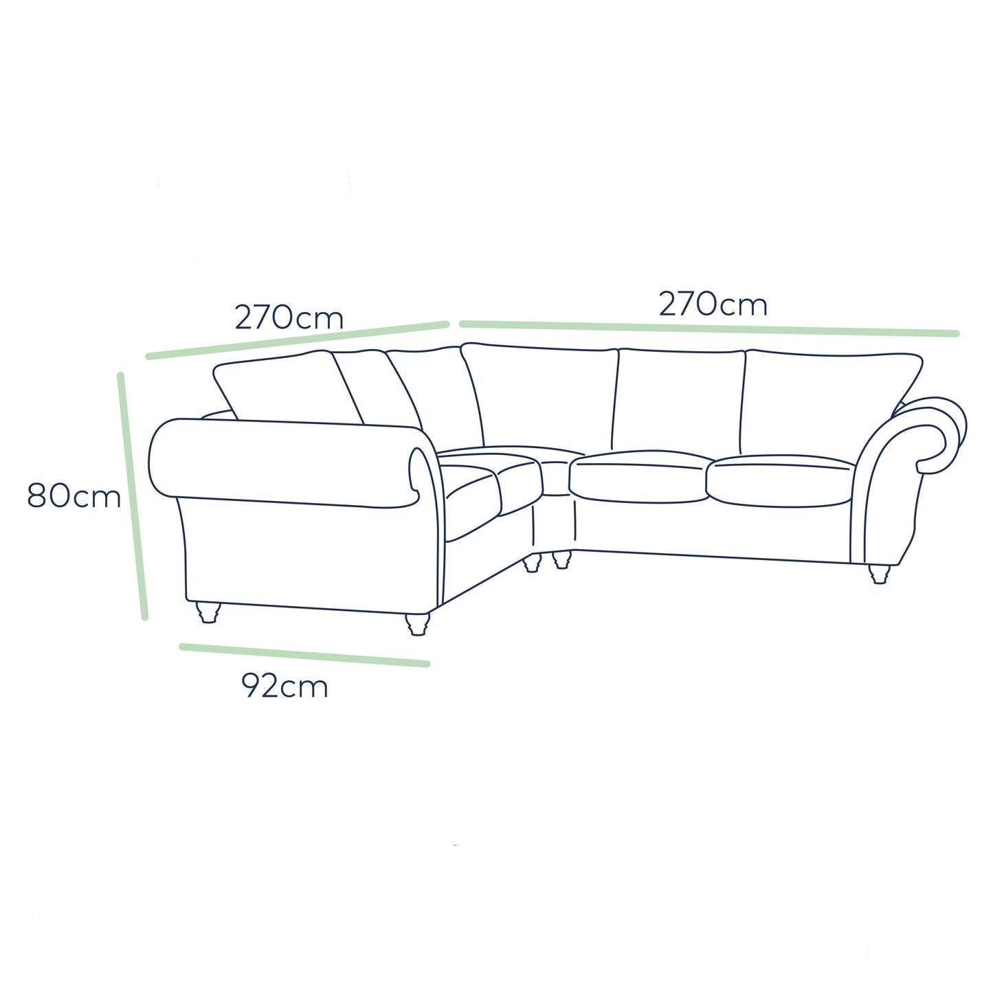Sofa narożna Windsor High Back Large Fabric - ciemnoszara lub kamienna