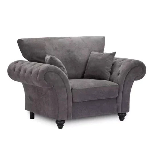 Windsor High Back 1 Seater Fabric Sofa Armchair - Dark Grey or Stone