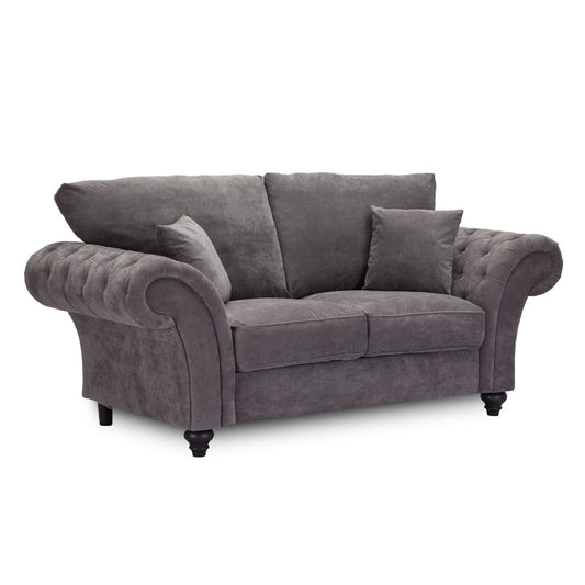 Windsor High Back 2 Seater Fabric Sofa - Dark Grey or Stone