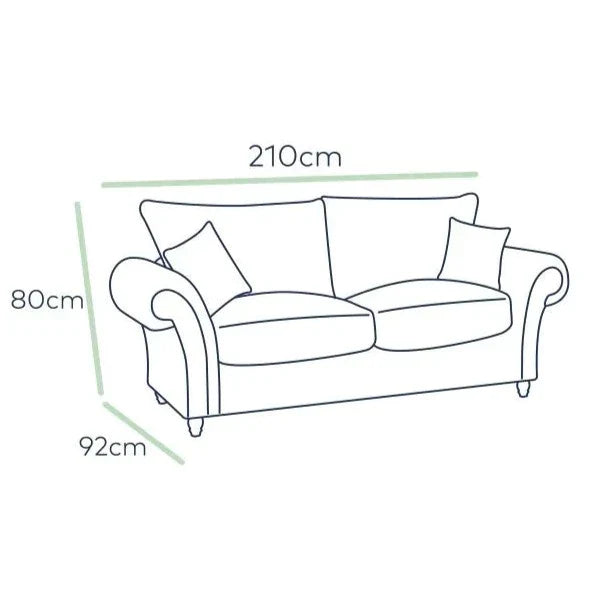 Windsor High Back 3 Seater and 2 Seater Fabric Sofa Set - Dark Grey or Stone