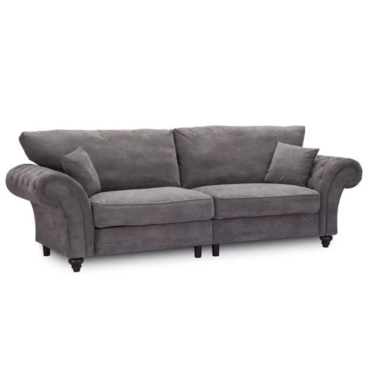 Windsor High Back 3 Seater and 2 Seater Fabric Sofa Set - Dark Grey or Stone