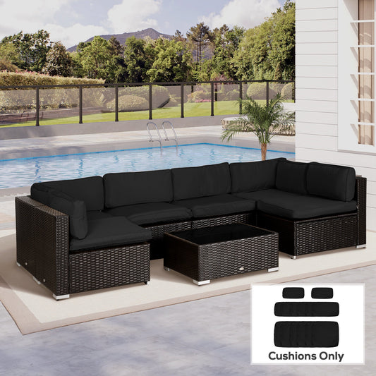 غطاء وسادة أريكة من البوليستر من Outsunny Garden Rattan بديل للاستخدام الخارجي - لا يتضمن وسادة، أسود