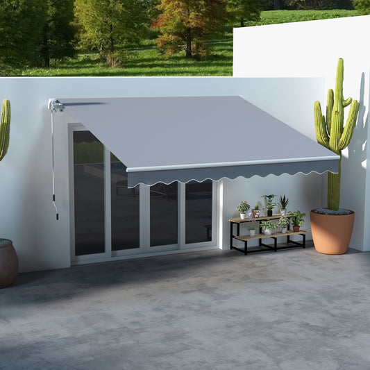 Outsunny Manual Awning Canopy Sun Shade Shelter Retractable in Grey, image 2