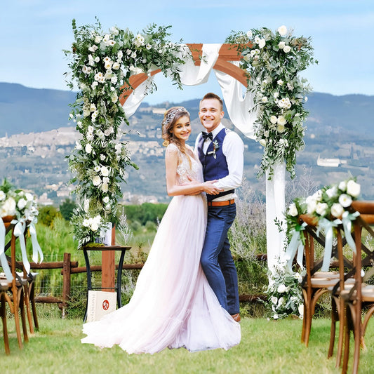 Wood Arbor Arch with Support Rack for Garden Plants and Flowers Decoration