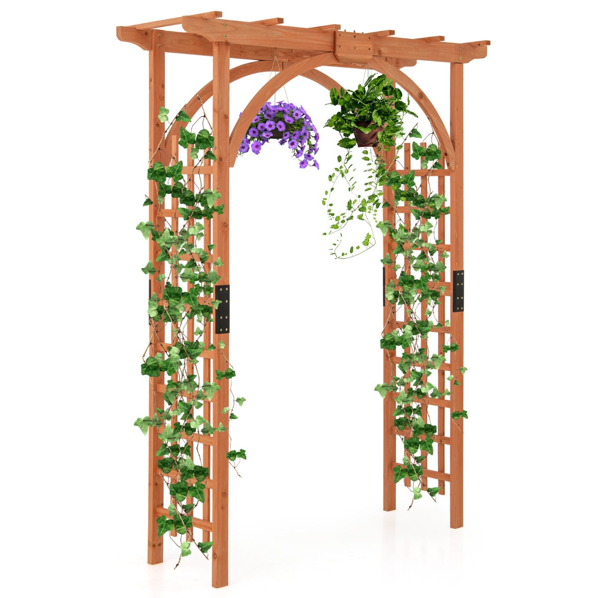Wood Arbor Arch with Support Rack for Garden Plants and Flowers Decoration