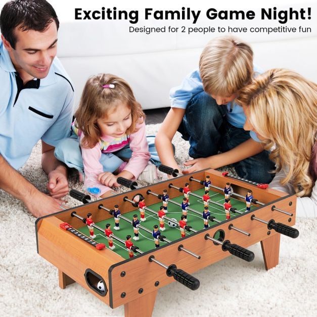Wooden Table Football Set with Footballs for Adults and Kids