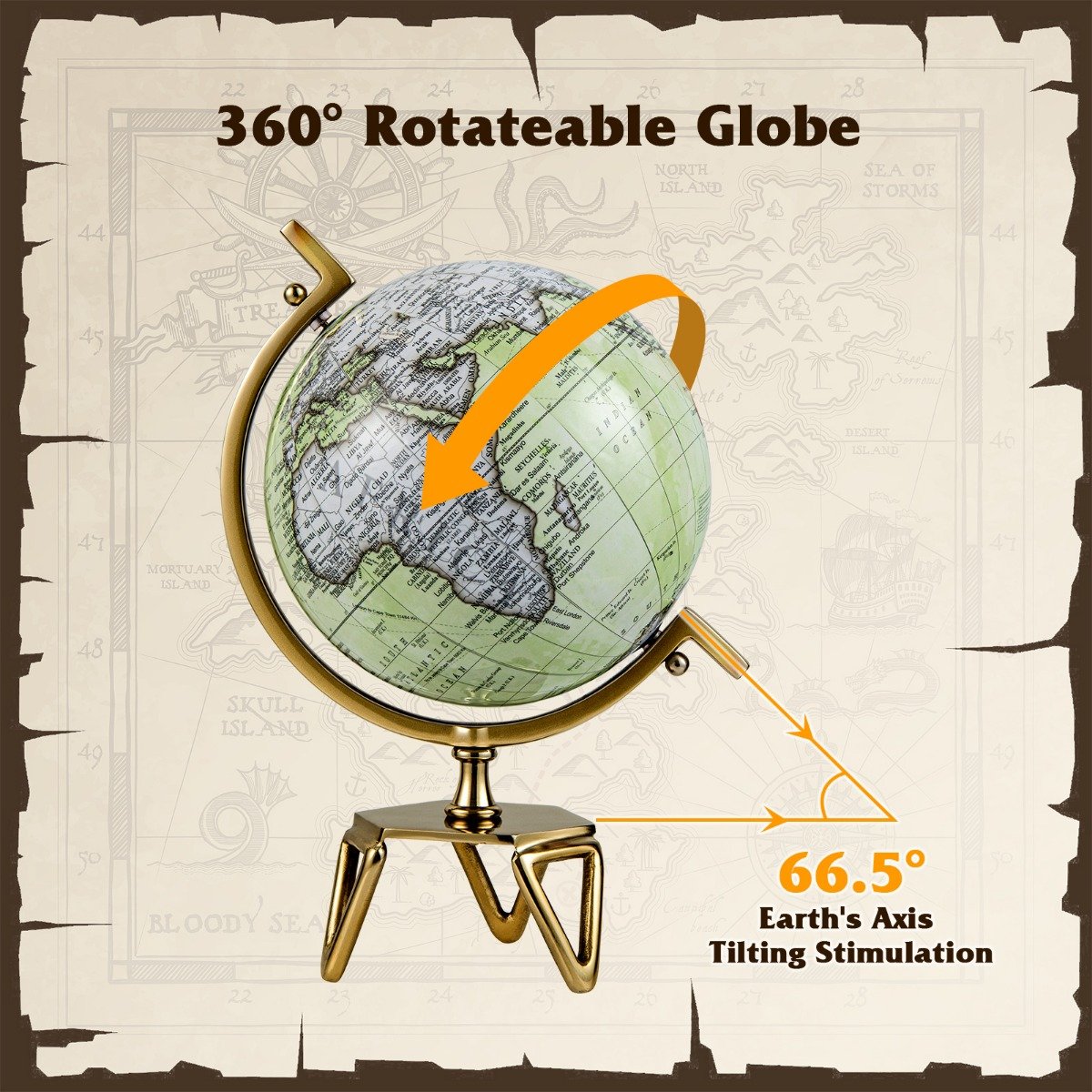Educational Interactive Globe with Triangle Metal Stand and Metal Meridian-L