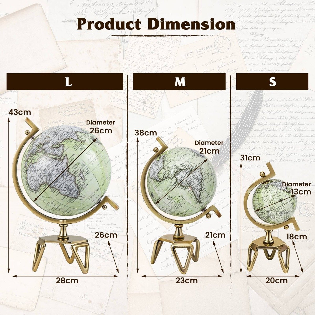 Educational Interactive Globe with Triangle Metal Stand and Metal Meridian-M