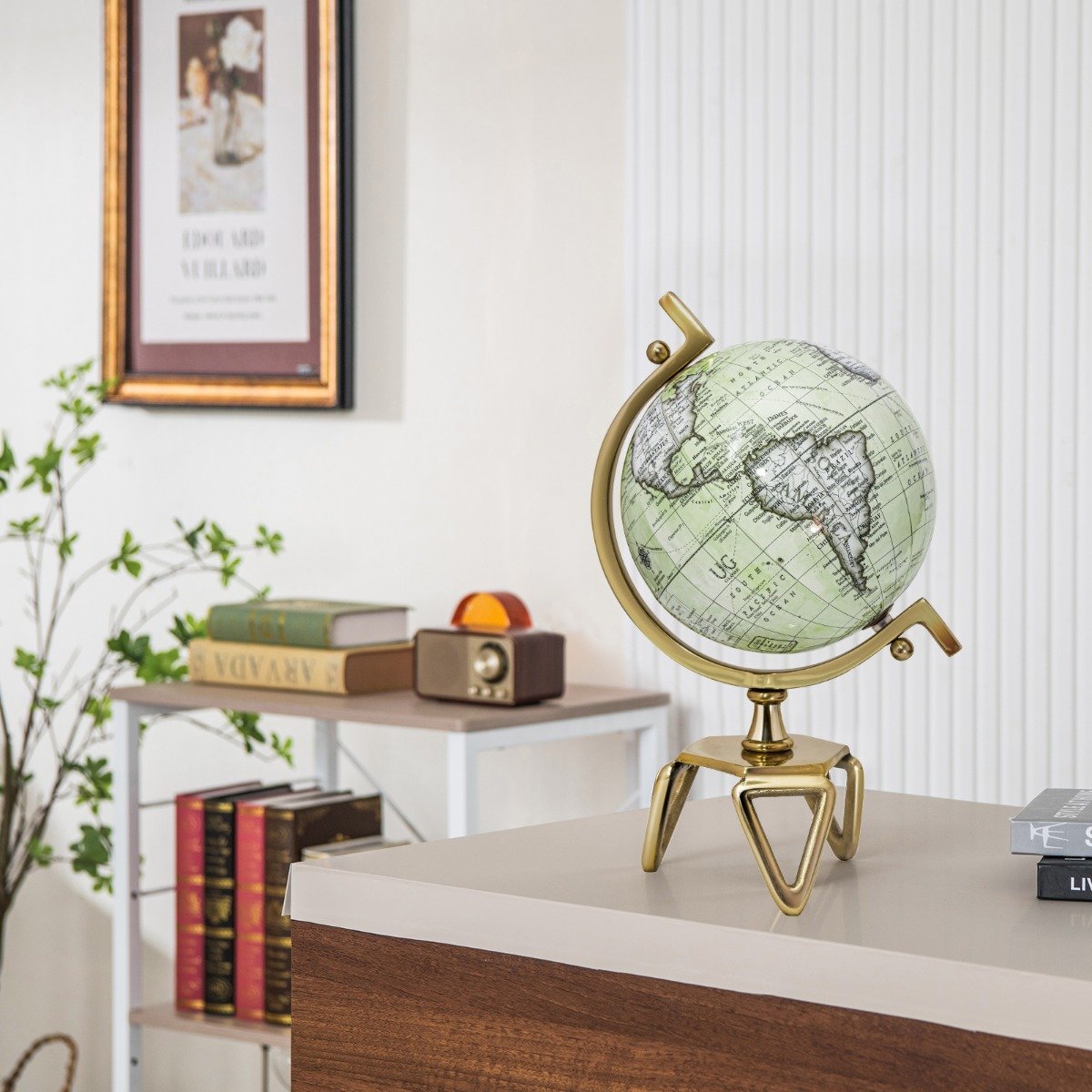 Educational Interactive Globe with Triangle Metal Stand and Metal Meridian-M