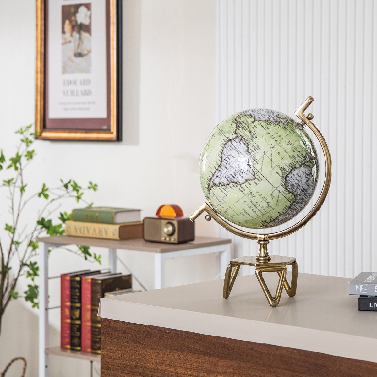 Educational Interactive Globe with Triangle Metal Stand and Metal Meridian-L