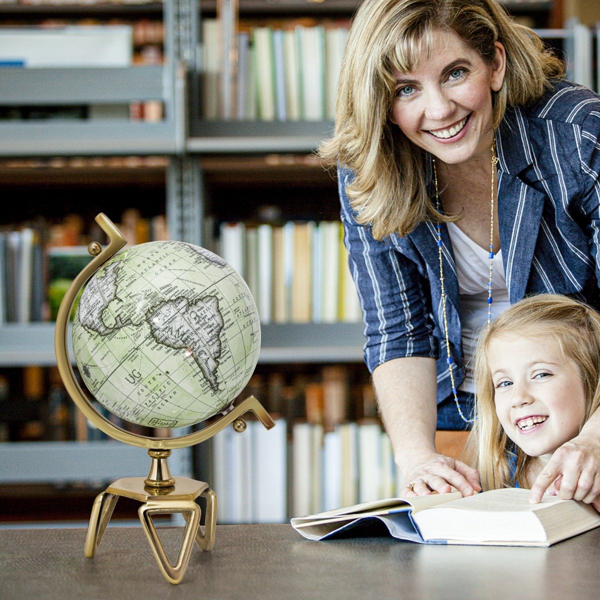 Educational Interactive Globe with Triangle Metal Stand and Metal Meridian-M