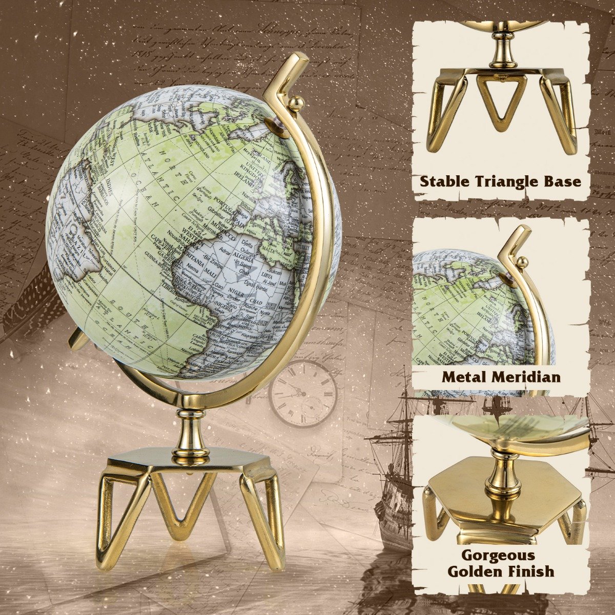 Educational Interactive Globe with Triangle Metal Stand and Metal Meridian-L