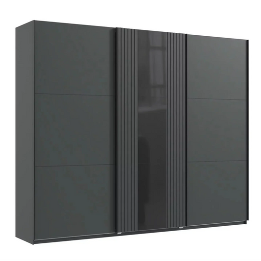 Sliding Wardrobe - ATLANTIC 3 Door Wardrobe Black 300cm
