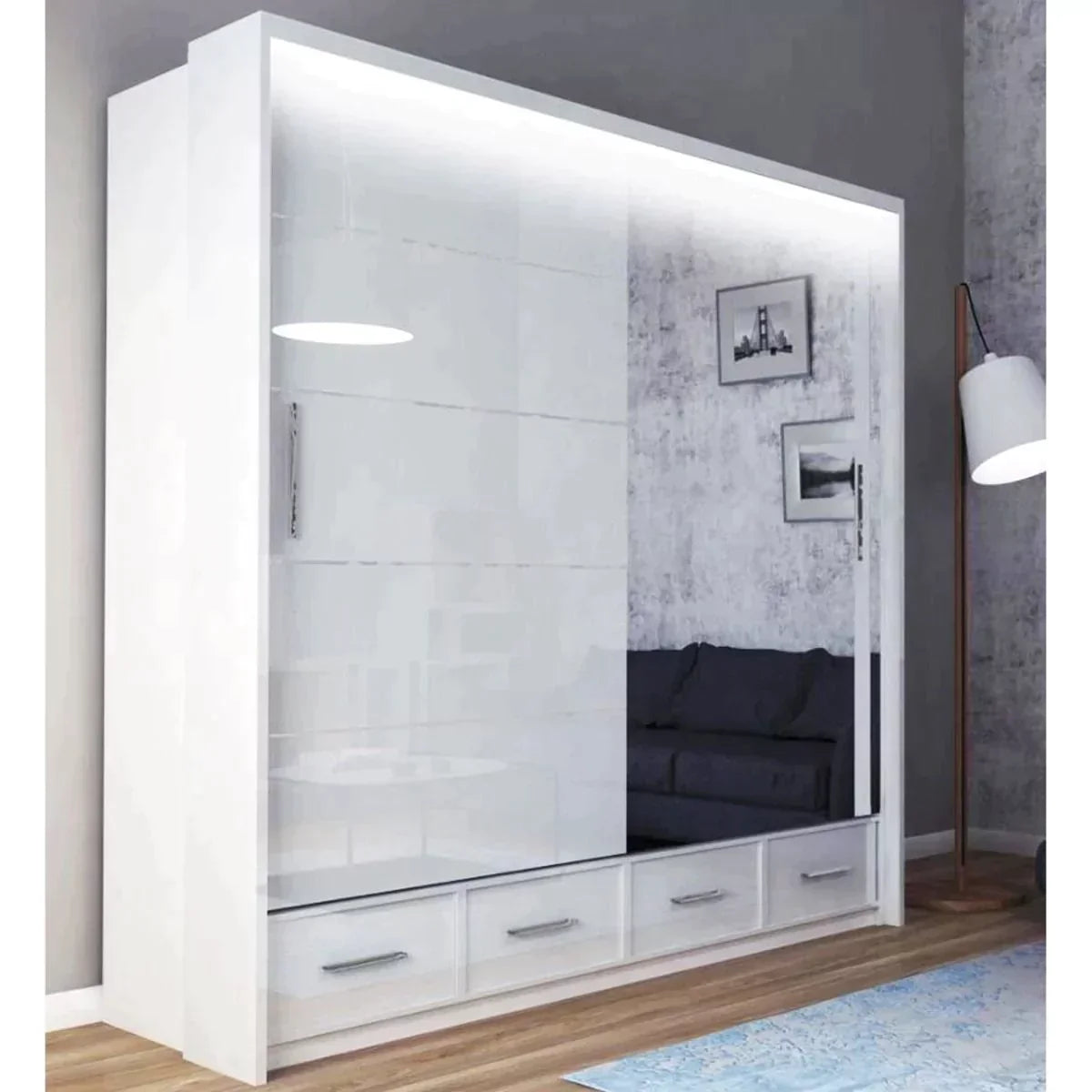 Mendeley 150cm szafa przesuwna z połyskiem - szara